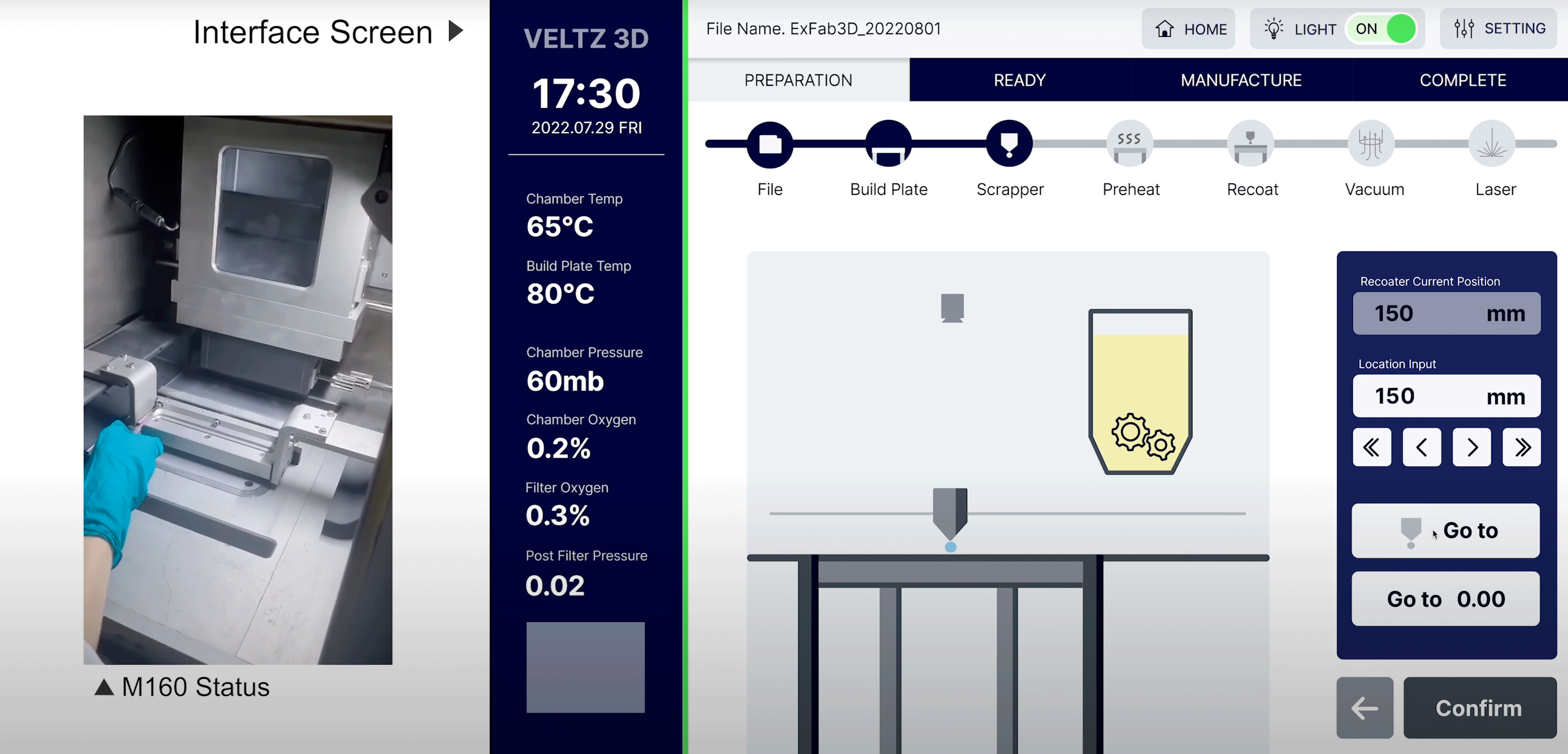 Veltz M160 3D Printer HMI Concept UIUX Design