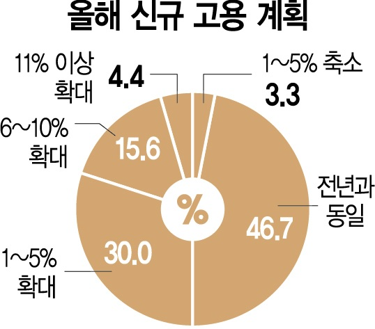 ▲ 올해 기업 10곳 중 5곳은 신규 고용 규모를 지난해 수준으로 동결하거나 오히려 축소할 계획인 것으로 나타났다. (출처: 서울경제) 